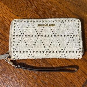 Michael Kors Beige Studded Wristlet